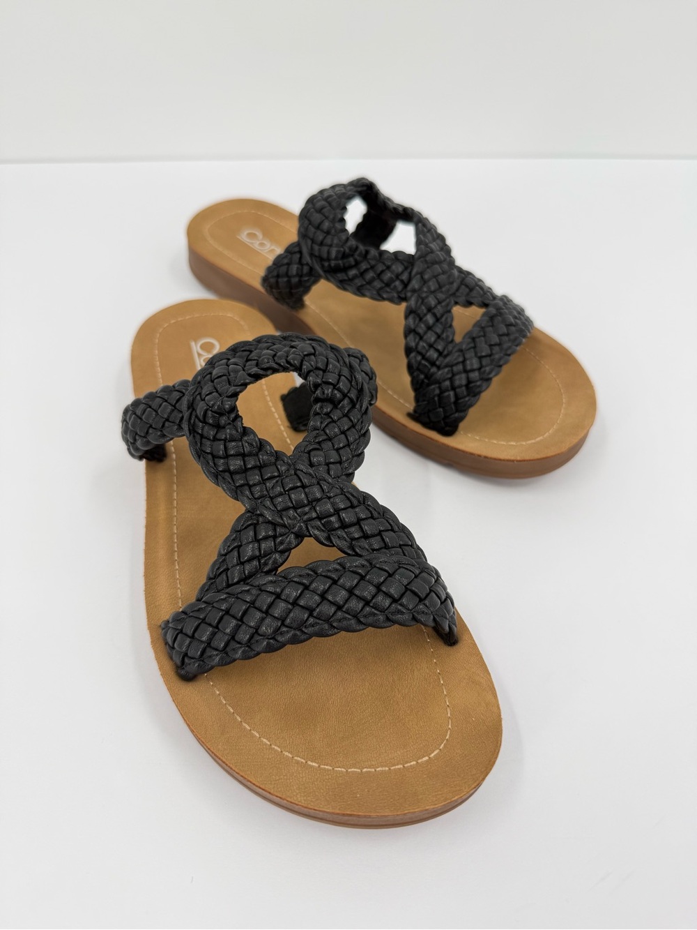 Corkys All Tangled Up Braided Slip On Sandal in Black Size 8